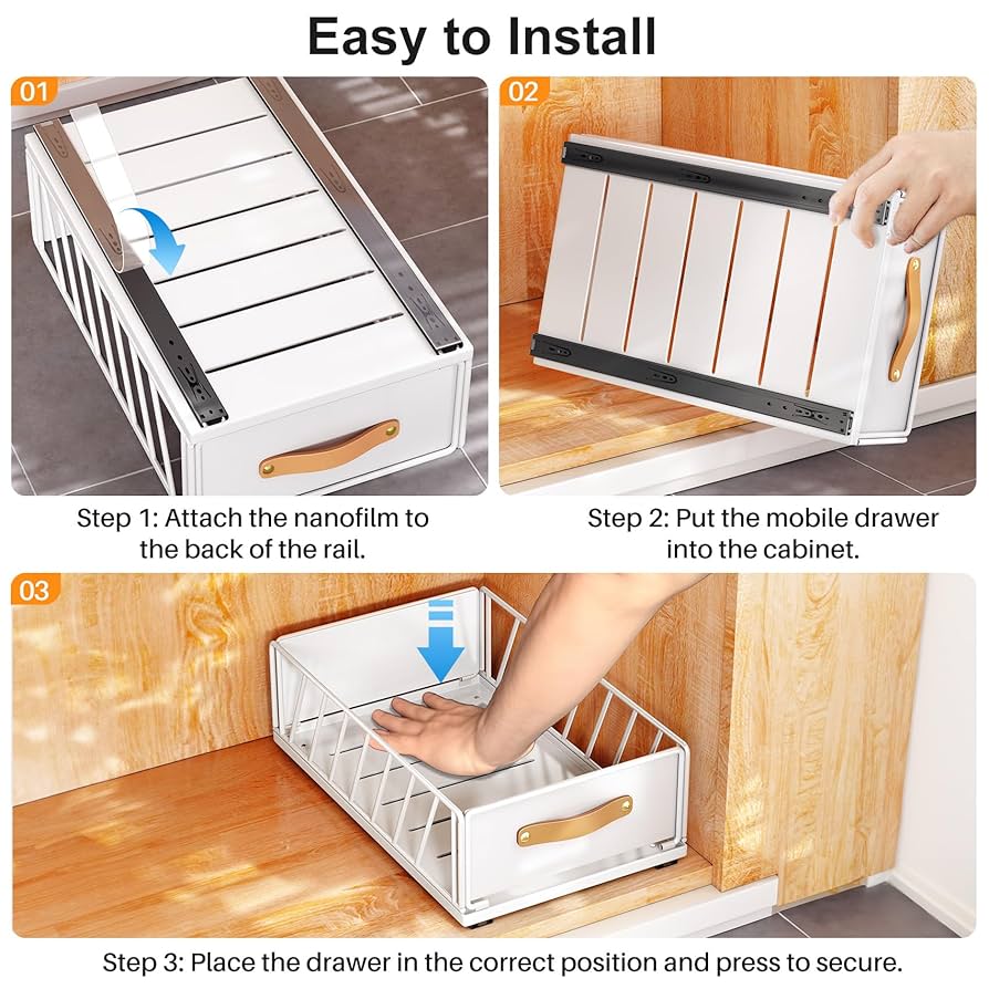 Amazon.com - Pull out Cabinet Organizer Fixed with Adhesive